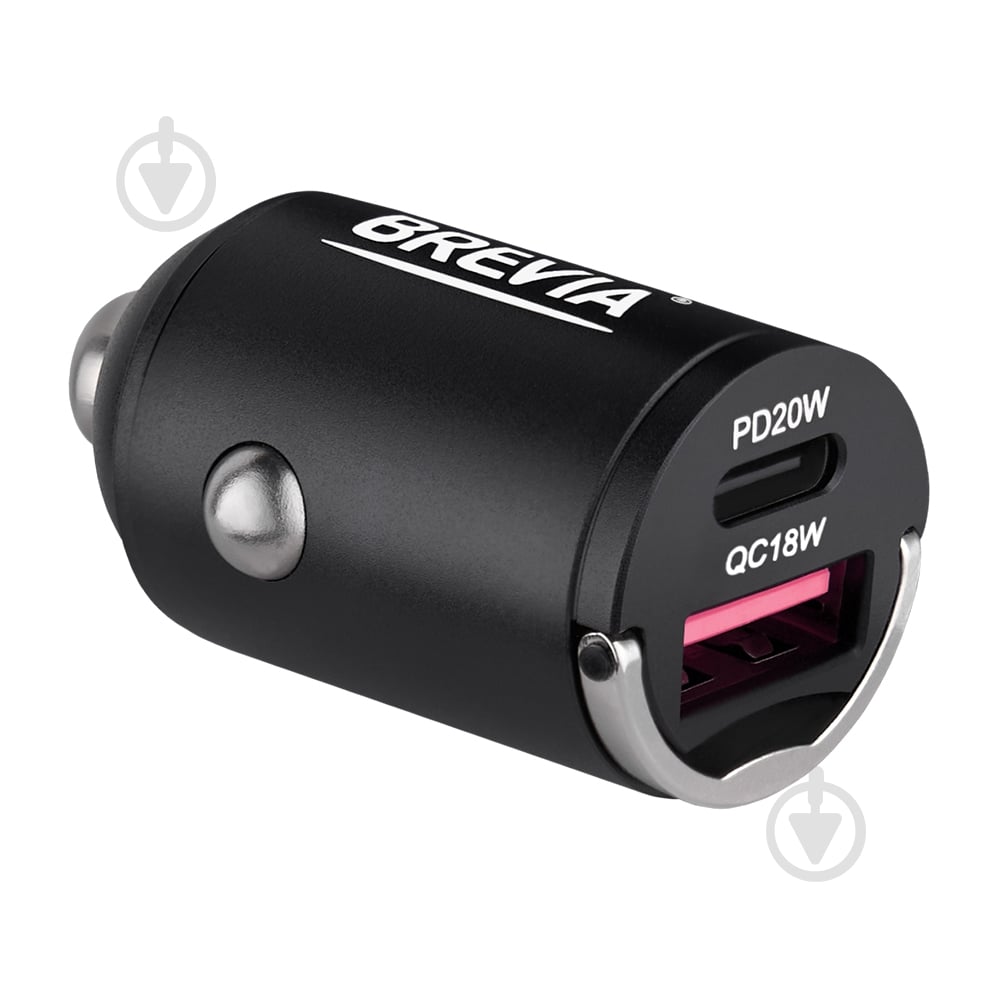 Зарядний пристрій — адаптер прикурювача-USB Brevia ePower NanoMetal 38W 1xUSB-C+1xUSB-A чорний 46038CAMB - фото 5 Зарядний пристрій — адаптер прикурювача-USB Brevia ePower NanoMetal 38W 1xUSB-C+1xUSB-A чорний 46038CAMB - фото 5