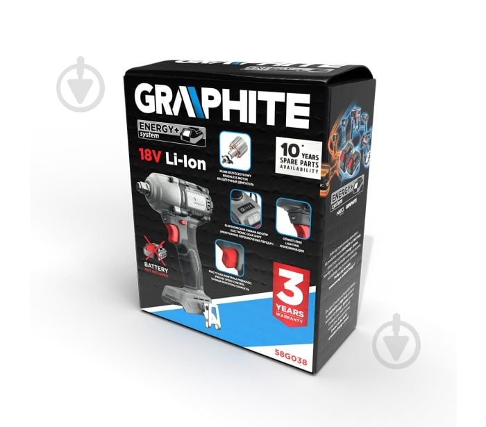 Гайковерт акумуляторний GRAPHITE 450 Нм 58G038 - фото 3 Гайковерт акумуляторний GRAPHITE 450 Нм 58G038 - фото 3