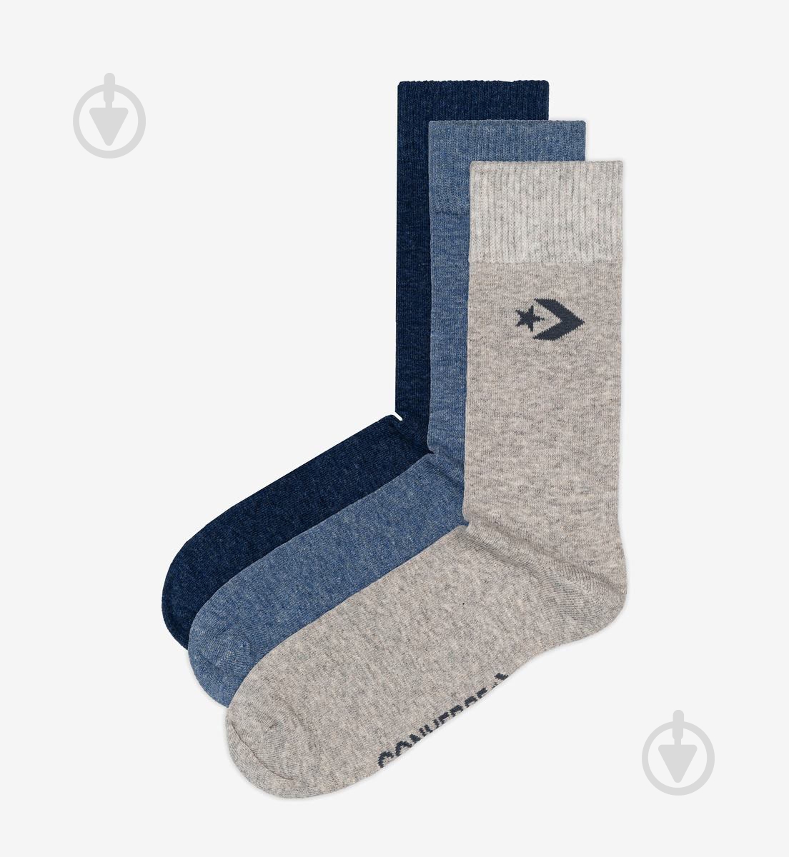 Носки Converse E745E-3010 р.39-42 серый/голубой/черный 3 шт. - фото 1