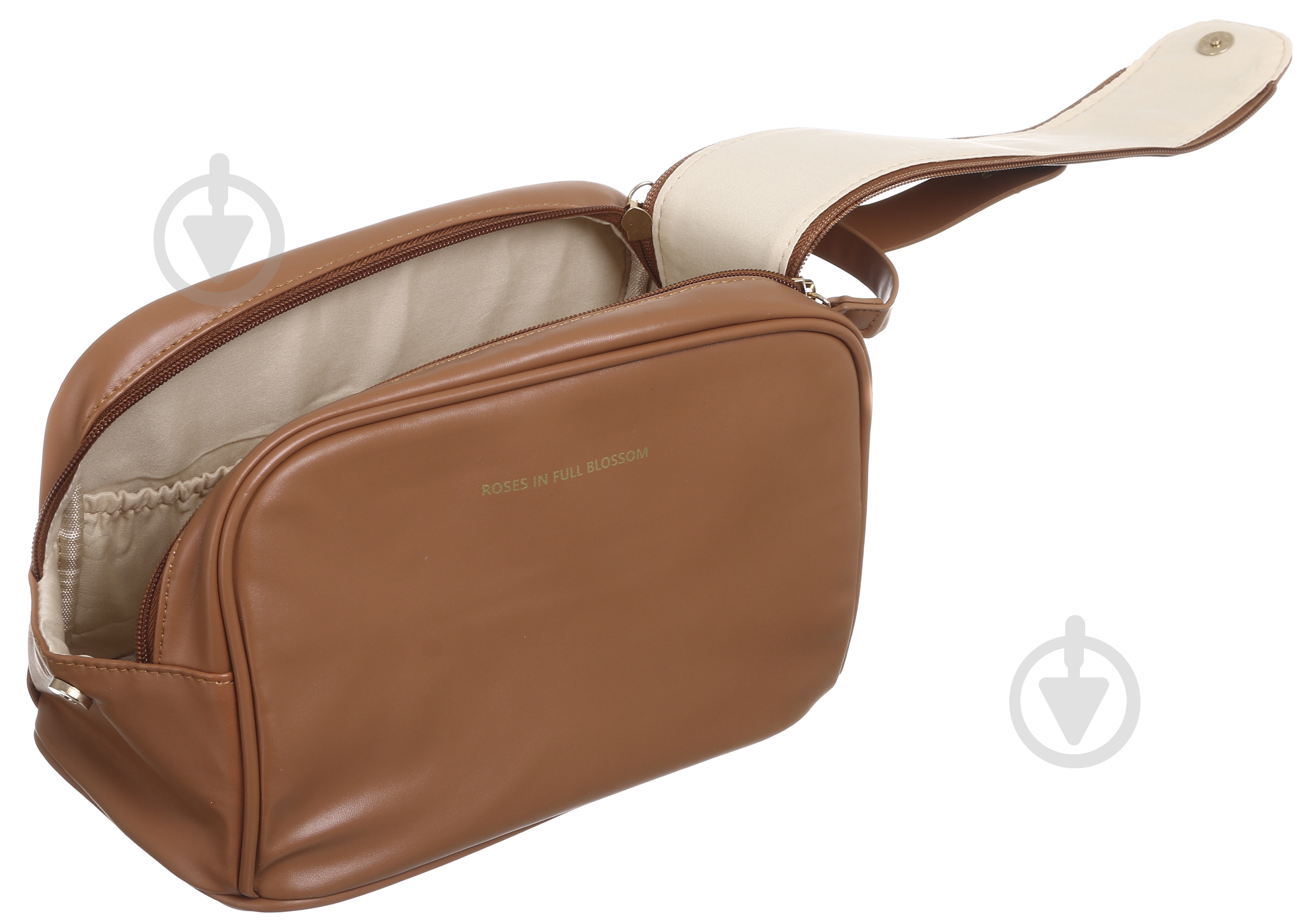 Косметичка несессер 25x15x15 см коричневая - фото 4