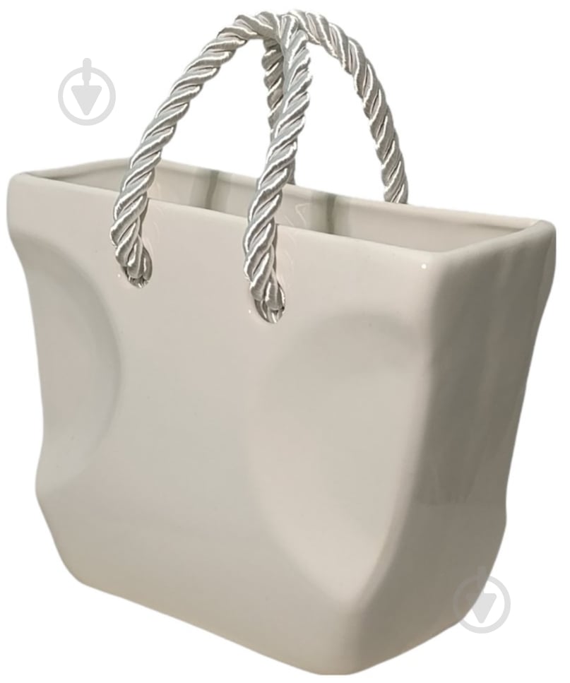 Ваза керамическая Kerama tato Сумка 16,5 см белая - фото 1