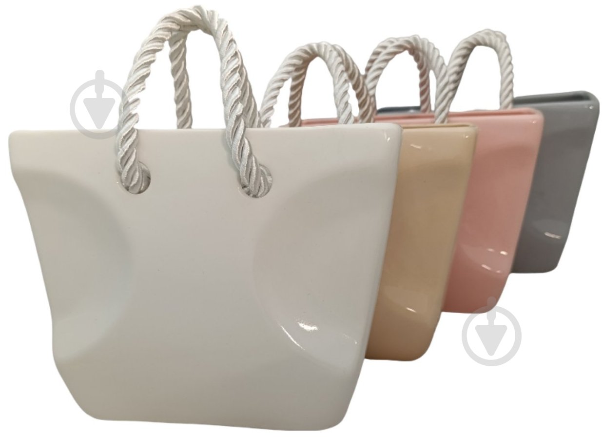 Ваза керамическая Kerama tato Сумка 16,5 см белая - фото 7