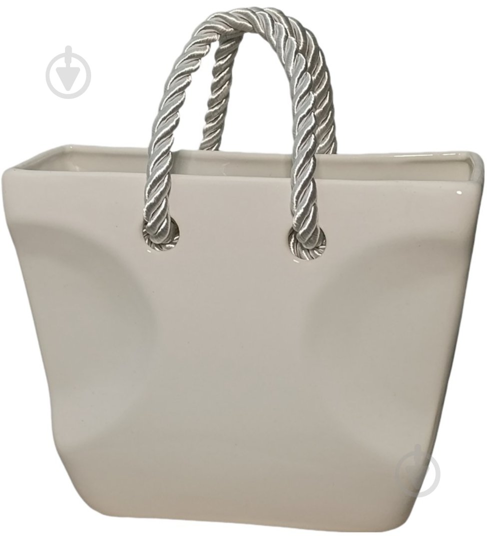 Ваза керамическая Kerama tato Сумка 16,5 см белая - фото 2