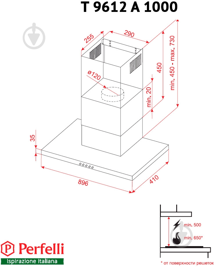 Витяжка Perfelli T 9612 A 1000 IV LED - фото 6