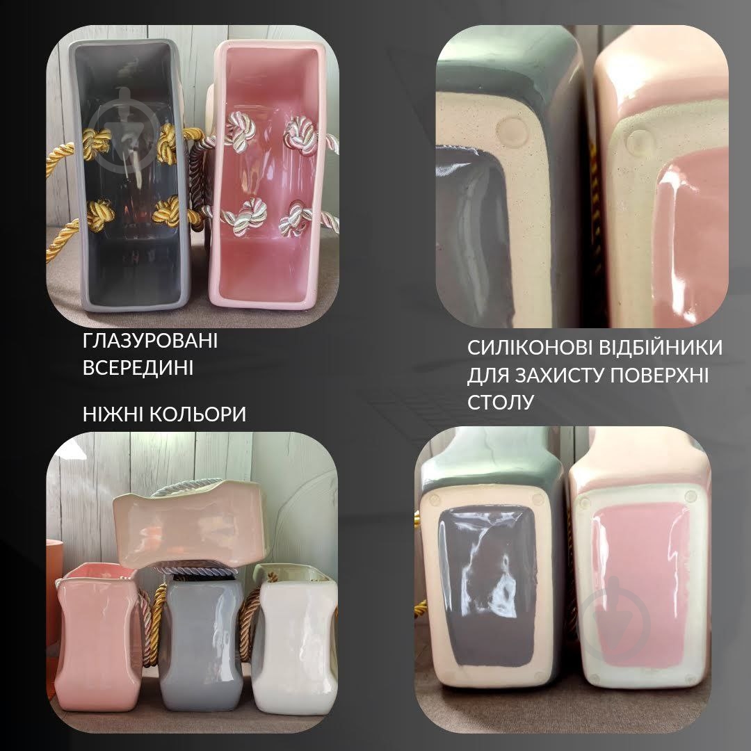 Ваза керамическая Kerama tato Сумка 16,5 см серая - фото 6 Ваза керамическая Kerama tato Сумка 16,5 см серая - фото 6