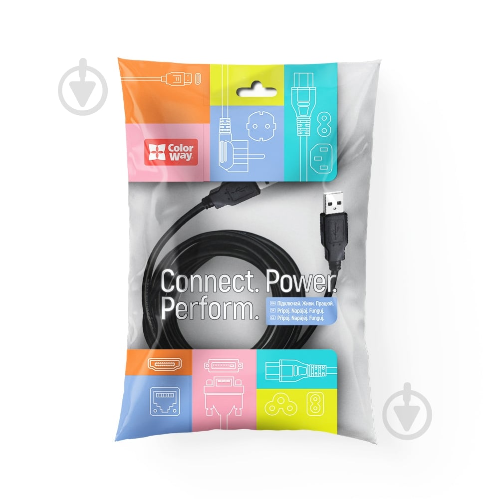 Кабель ColorWay USB-А - USB-А (PVC) 1 м (CW-CBUU071-BK) - фото 1