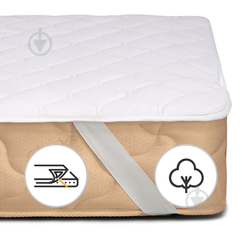 Наматрасник MirSon № 962 Natural Line Стандарт Cotton обычный с резинкой по углам 26х90x200 см 2200000836021 - фото 1