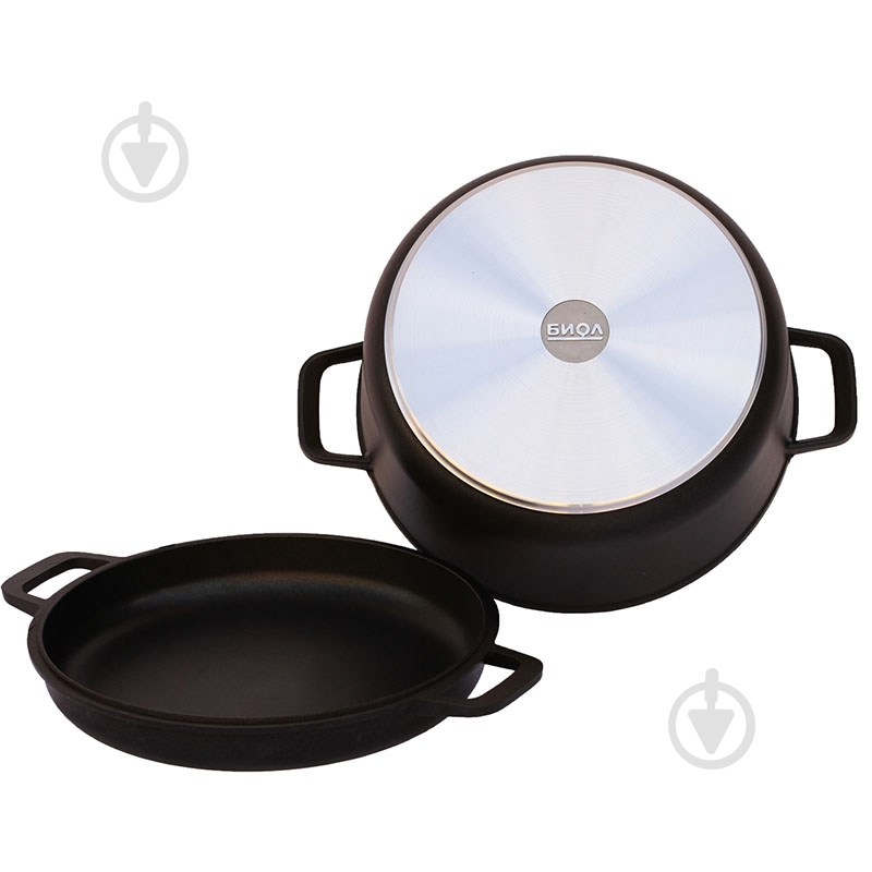 Кастрюля Biol с антипригарным покрытием с крышкой-сковородой 5 л К502Р - фото 4