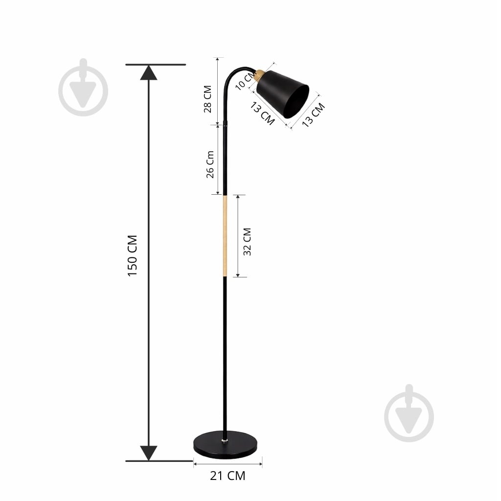 Торшер Bergs 40 Вт E27 черный 1060-FL-1 Black - фото 4