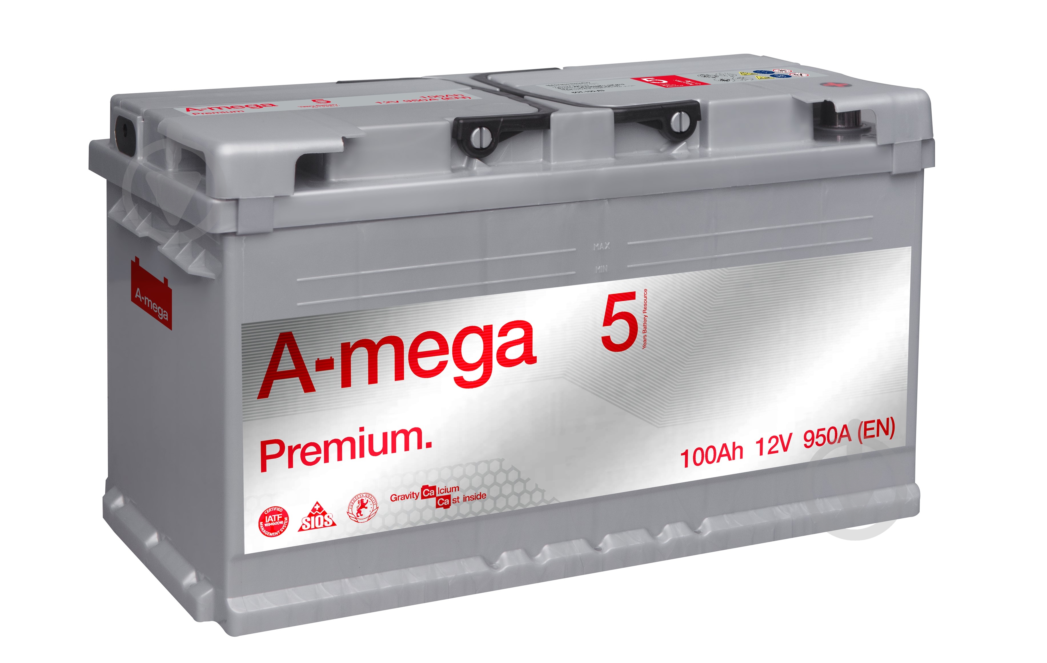 Аккумулятор автомобильный A-MEGA Premium 100Ah 950A 12V «+» справа - фото 1