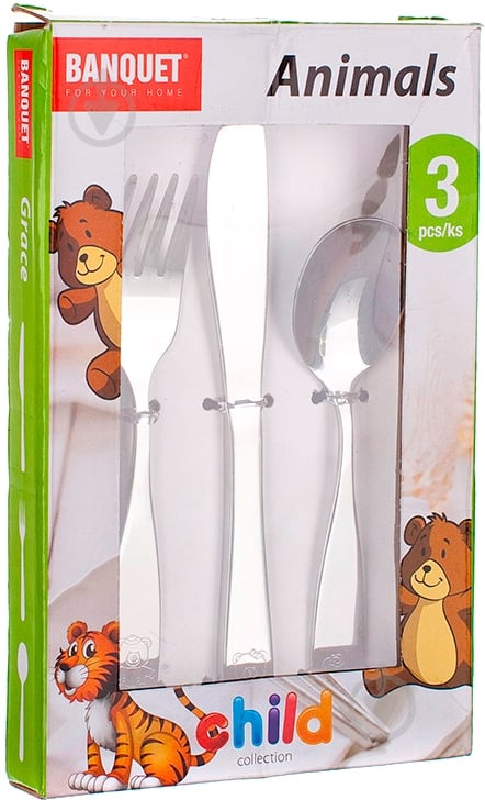 Набор столовых приборов детский Banquet Животные 3 предмета 41WF8503PCS - фото 2