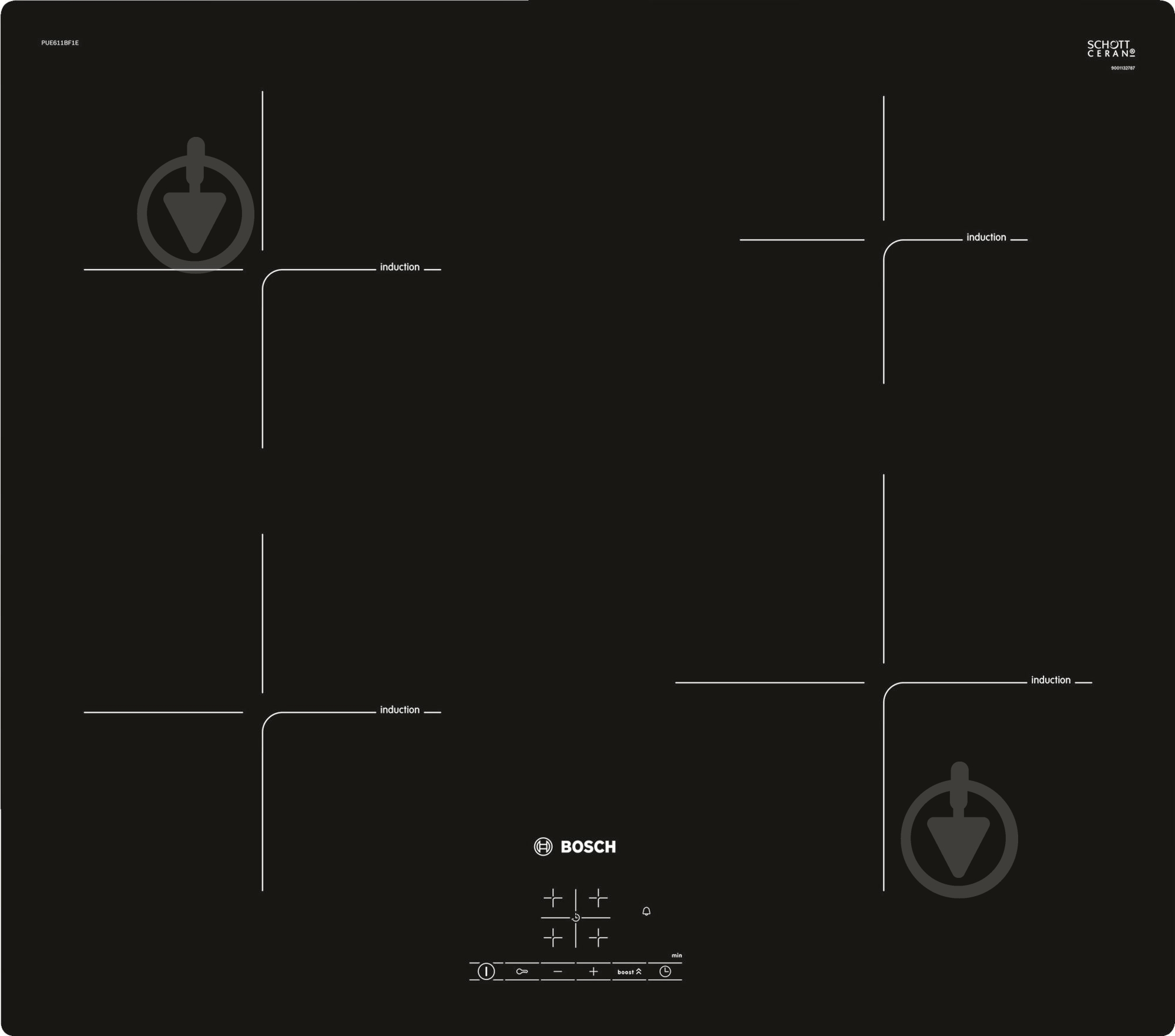 Варочная поверхность индукционная Bosch PUE 611BF1E - фото 1 Варочная поверхность индукционная Bosch PUE 611BF1E - фото 1