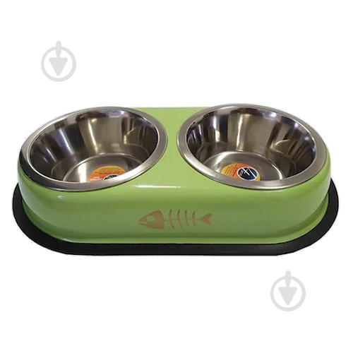 Миска двойная 4DOG DELUXE 2 х 0,95л 5949060216349 зеленая - фото 1