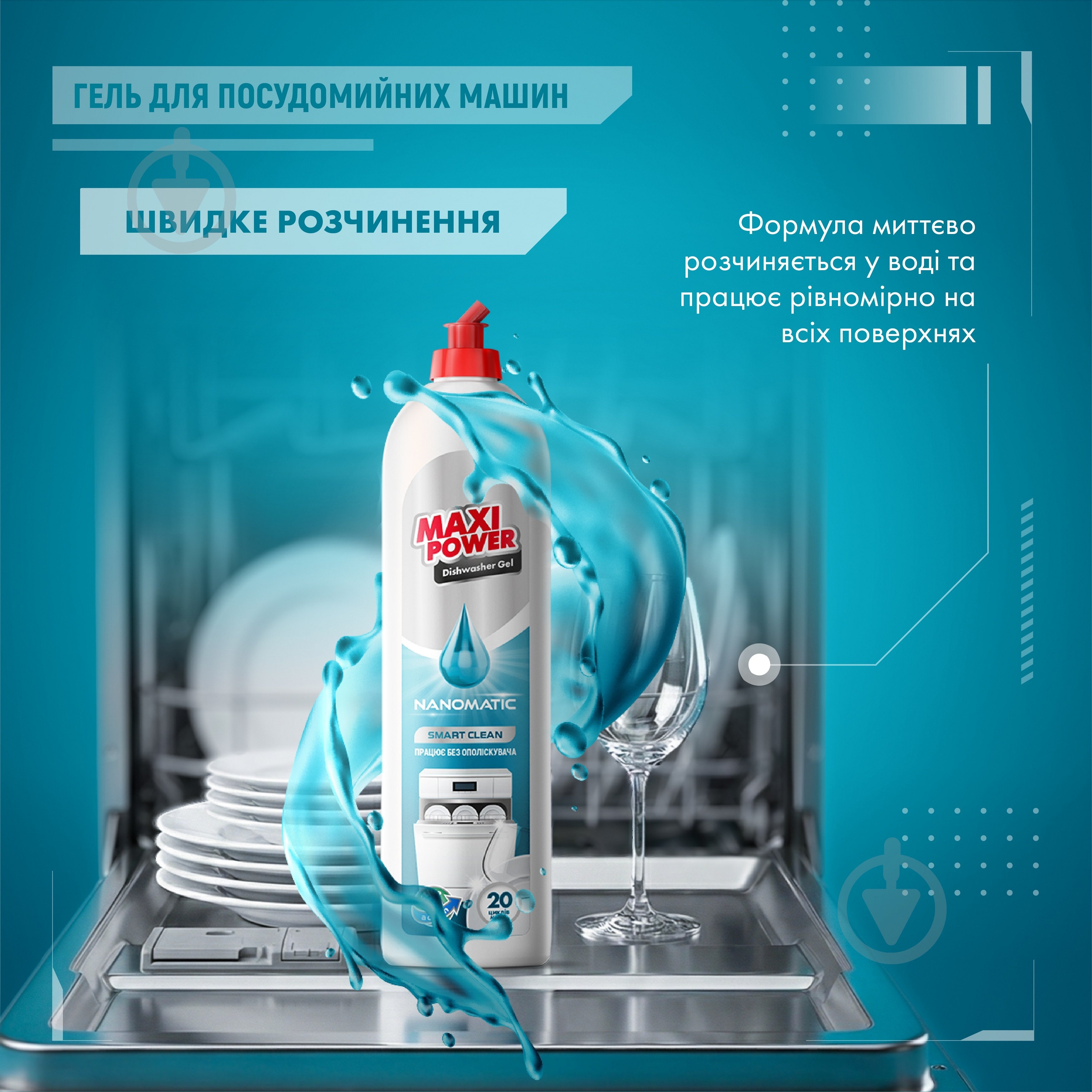 Гель для посудомоечных машин Maxi Power Nanomatic 0,5 л - фото 2