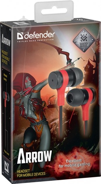 Наушники Defender Arrow black/red (64454) - фото 2