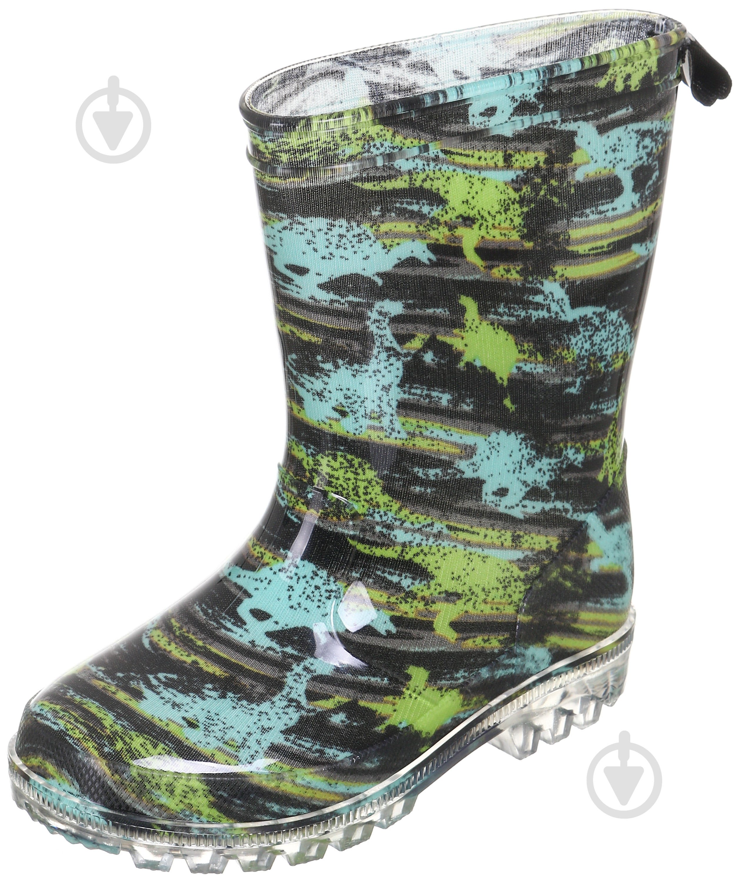 Сапоги резиновые для мальчиков Динозавр KP26 размер 27 черный с зеленым - фото 2 Сапоги резиновые для мальчиков Динозавр KP26 размер 27 черный с зеленым - фото 2