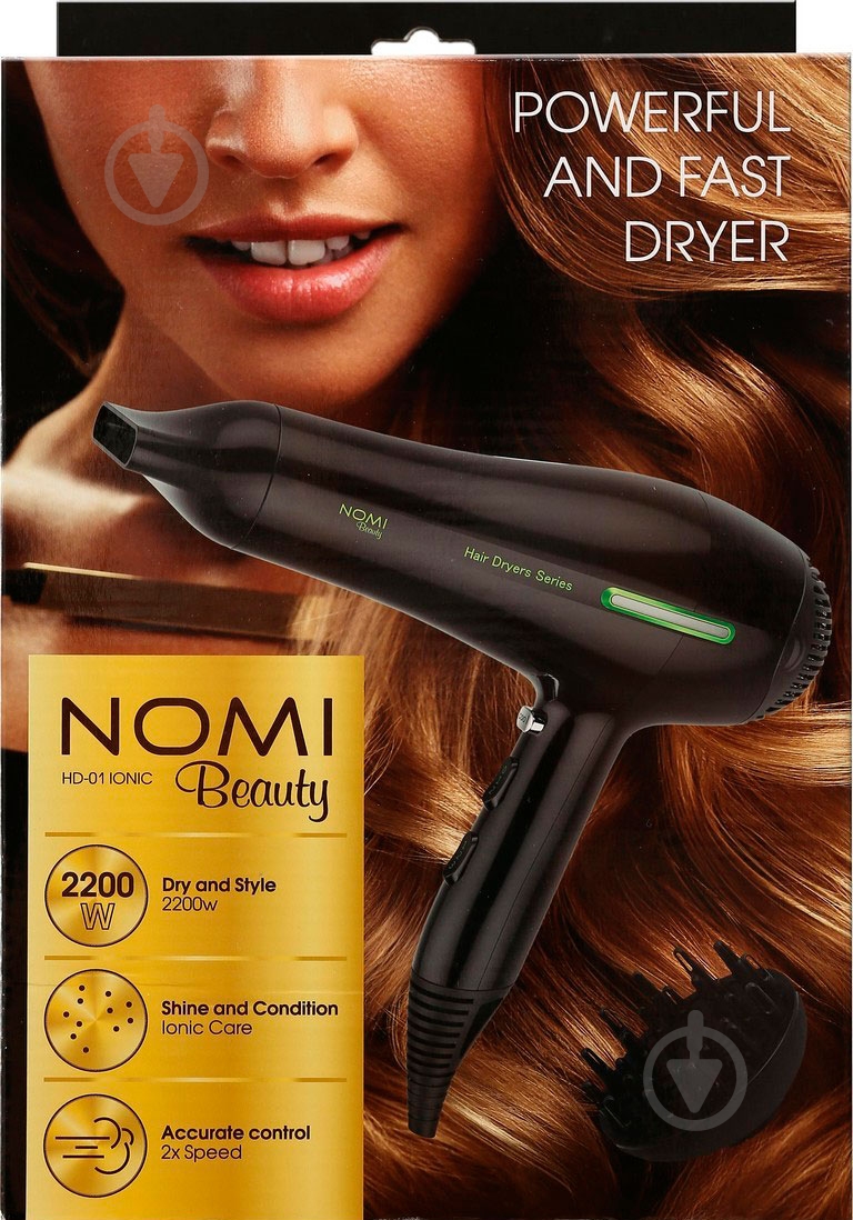 Фен Nomi Beauty HD-01 Ionic Black - фото 4 Фен Nomi Beauty HD-01 Ionic Black - фото 4