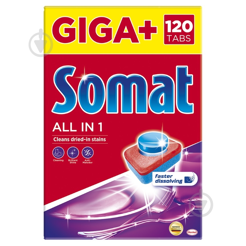 Таблетки для посудомийних машин Somat All in one 120 шт. - фото 1