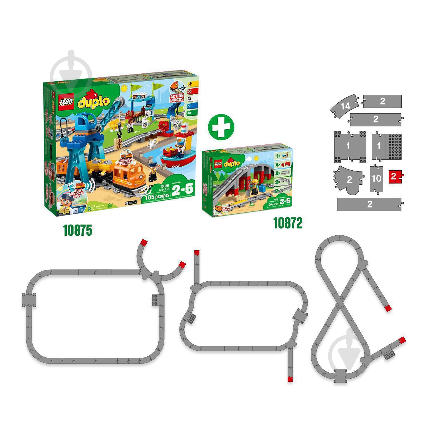 ᐉ Конструктор LEGO DUPLO Железнодорожный мост и рельсы 10872