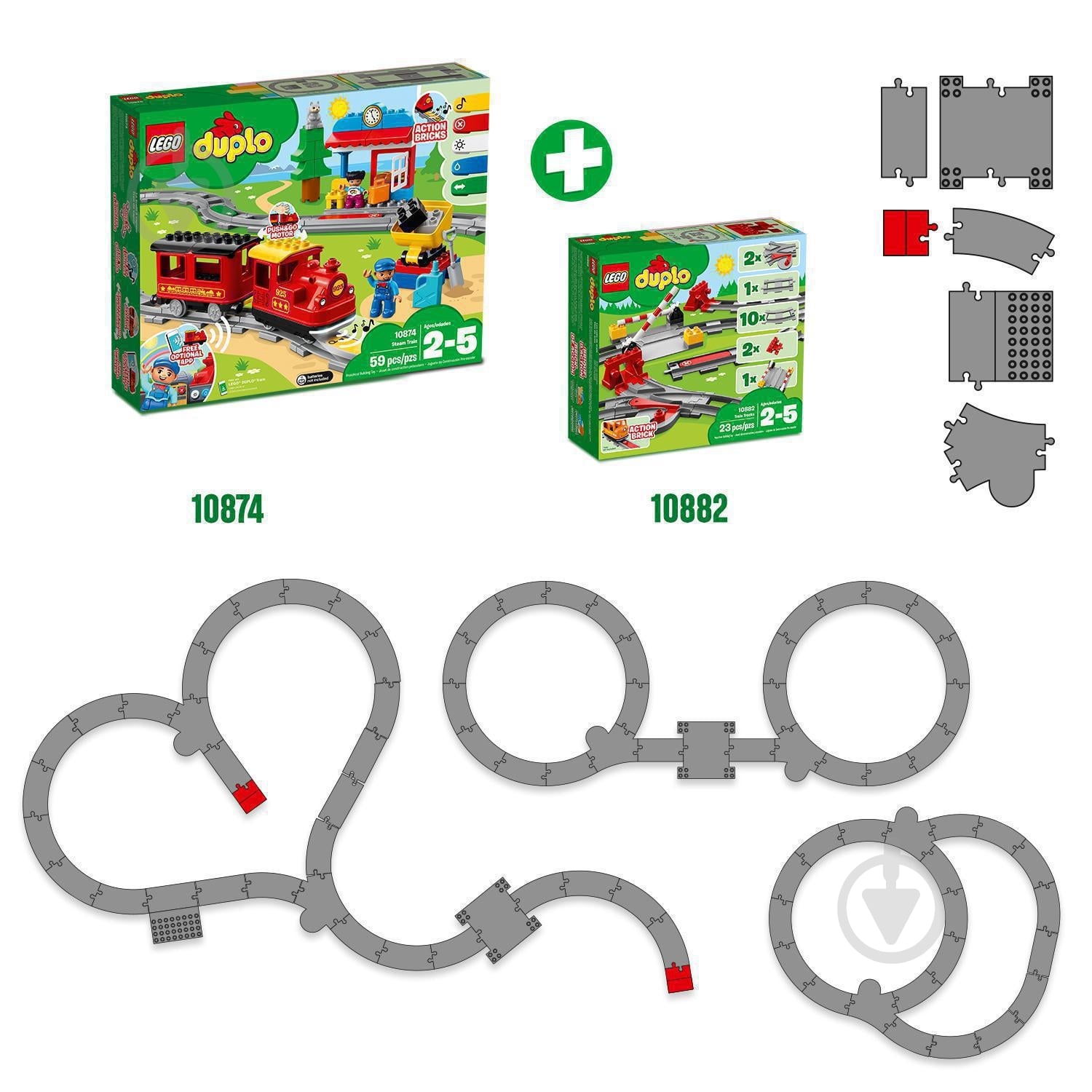 Конструктор LEGO DUPLO Залізничні колії 10882 - фото 4