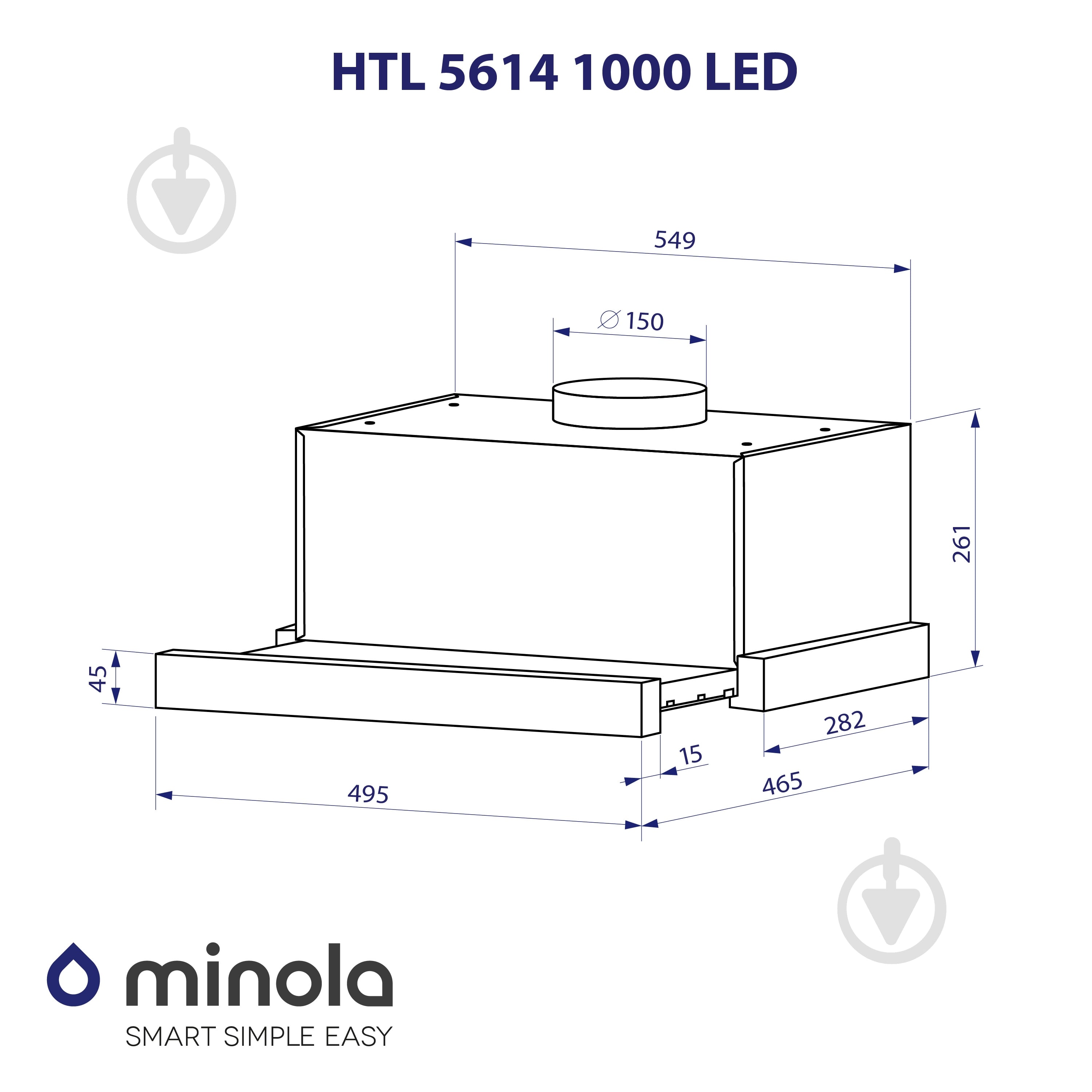 Витяжка Minola HTL 5614 I 1000 LED телескопічна — фото 12