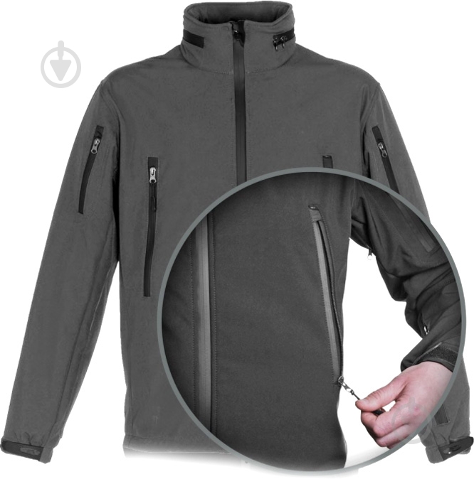 Куртка мужская демисезонная TORNADO "СОФТШЕЛЛ" Р 48-50. Рост 170-176cм р.M серая - фото 6 Куртка мужская демисезонная TORNADO "СОФТШЕЛЛ" Р 48-50. Рост 170-176cм р.M серая - фото 6