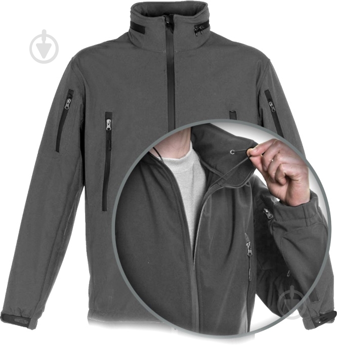 Куртка мужская демисезонная TORNADO "СОФТШЕЛЛ" Р 48-50. Рост 170-176cм р.M серая - фото 4 Куртка мужская демисезонная TORNADO "СОФТШЕЛЛ" Р 48-50. Рост 170-176cм р.M серая - фото 4