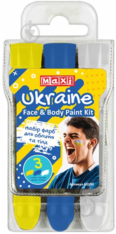 Краски для лица в форме карандашей 3 шт./уп. MX60193 Maxi - фото 1 Краски для лица в форме карандашей 3 шт./уп. MX60193 Maxi - фото 1