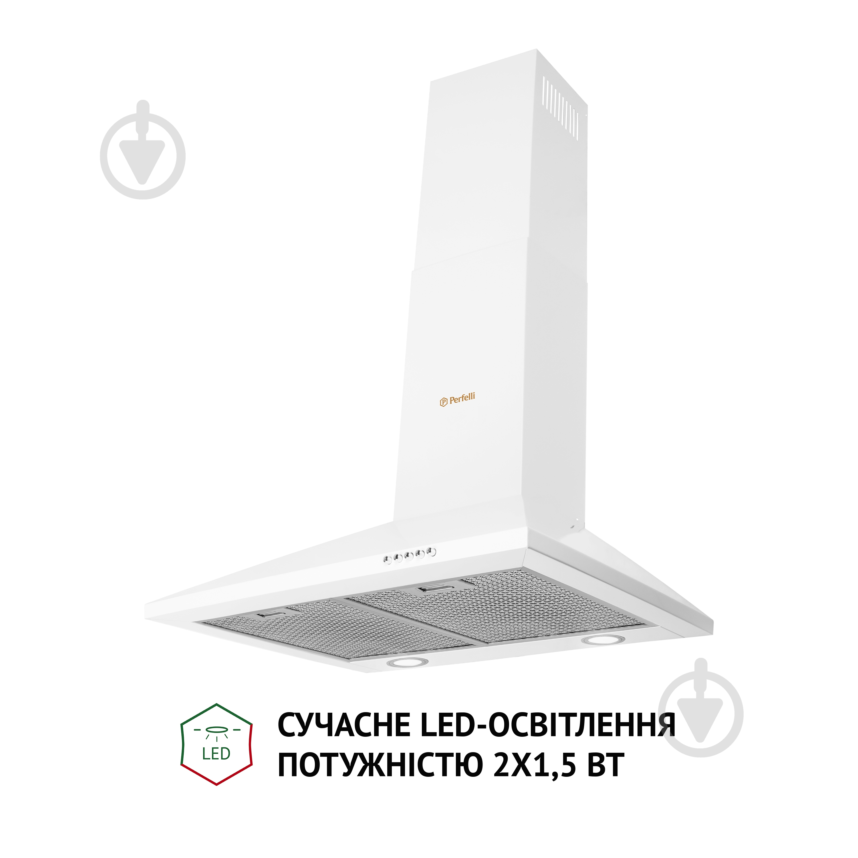 Витяжка Perfelli K 6210 WH 700 LED купольна - фото 3