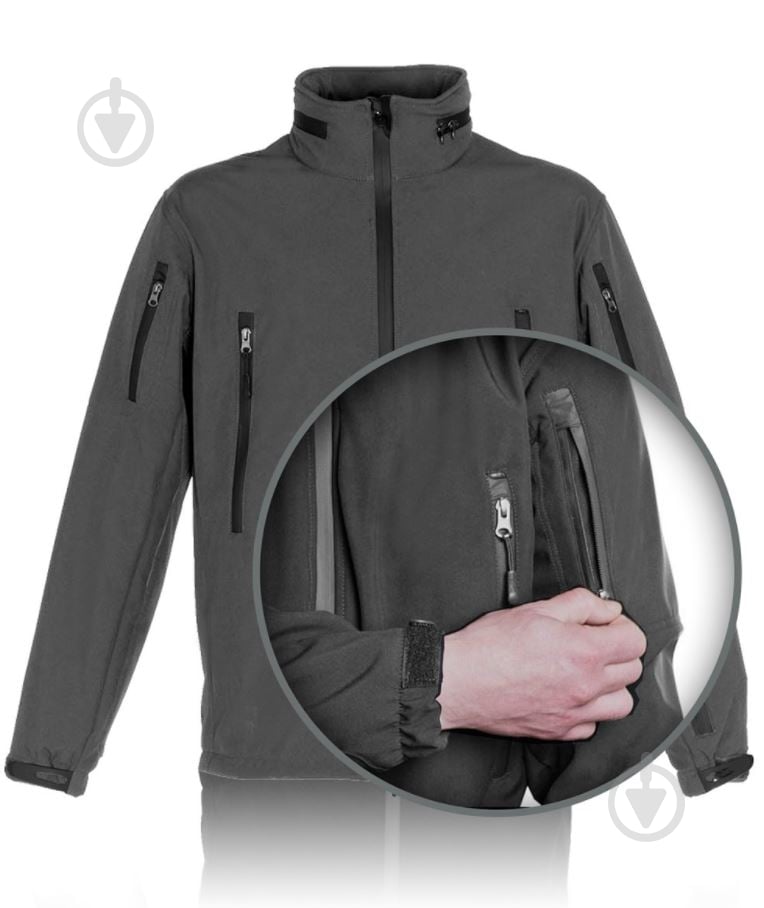 Куртка мужская демисезонная TORNADO "СОФТШЕЛЛ" Р 52-54. Рост 182-188cм р.L серая - фото 9 Куртка мужская демисезонная TORNADO "СОФТШЕЛЛ" Р 52-54. Рост 182-188cм р.L серая - фото 9