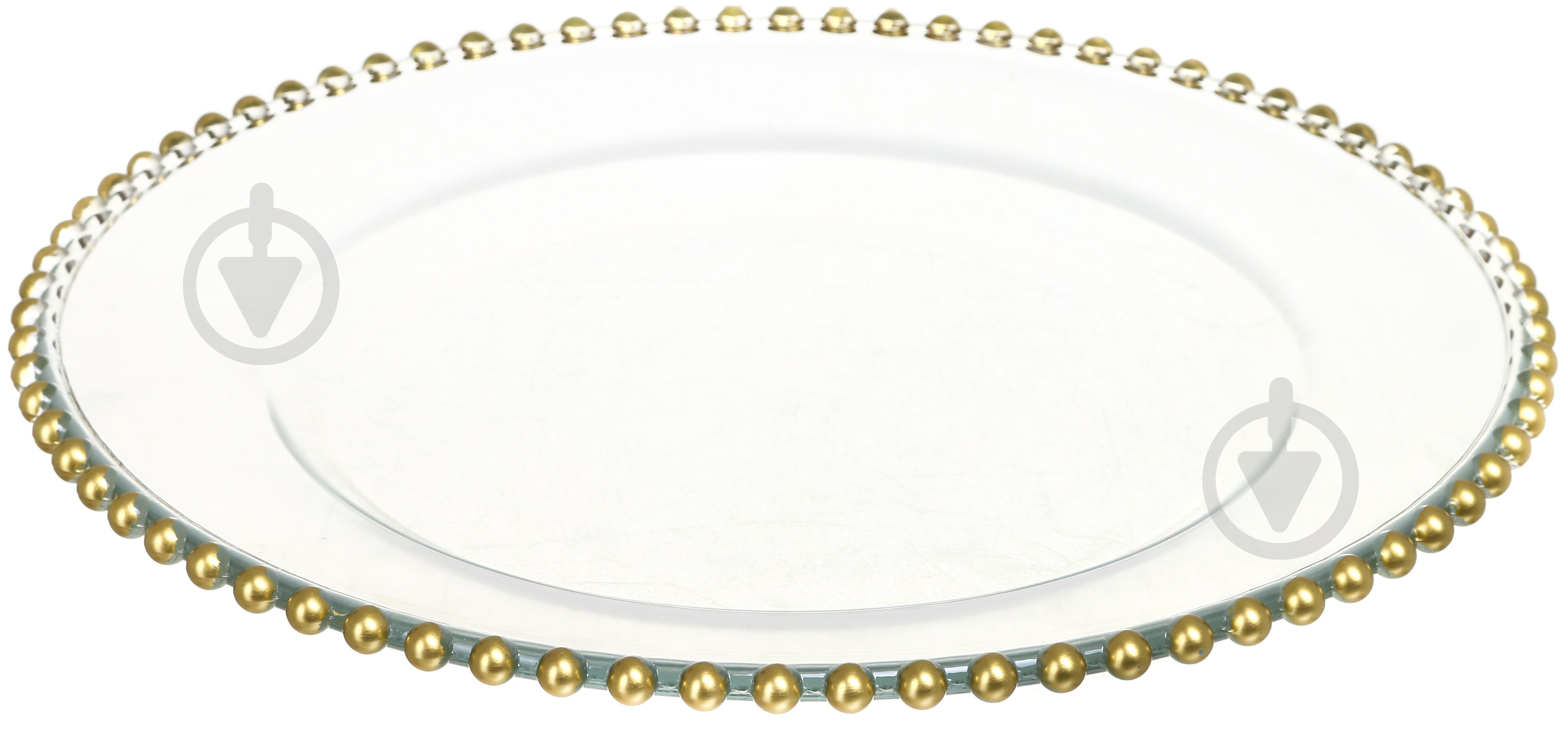 Блюдо Arda Cam Atlas 34 см прозорий з золотим обідком - фото 1 Блюдо Arda Cam Atlas 34 см прозорий з золотим обідком - фото 1