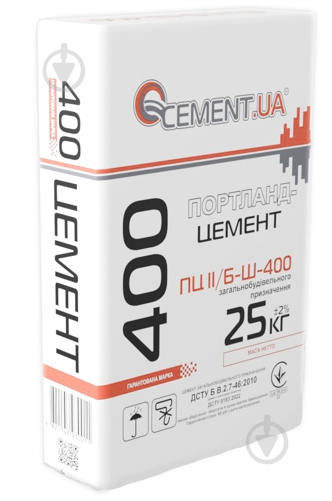 Цемент CEMENT UA ПЦ ІІ/Б-Ш-400, 25 кг, CEM ІІ/B-S 32,5 R - фото 1