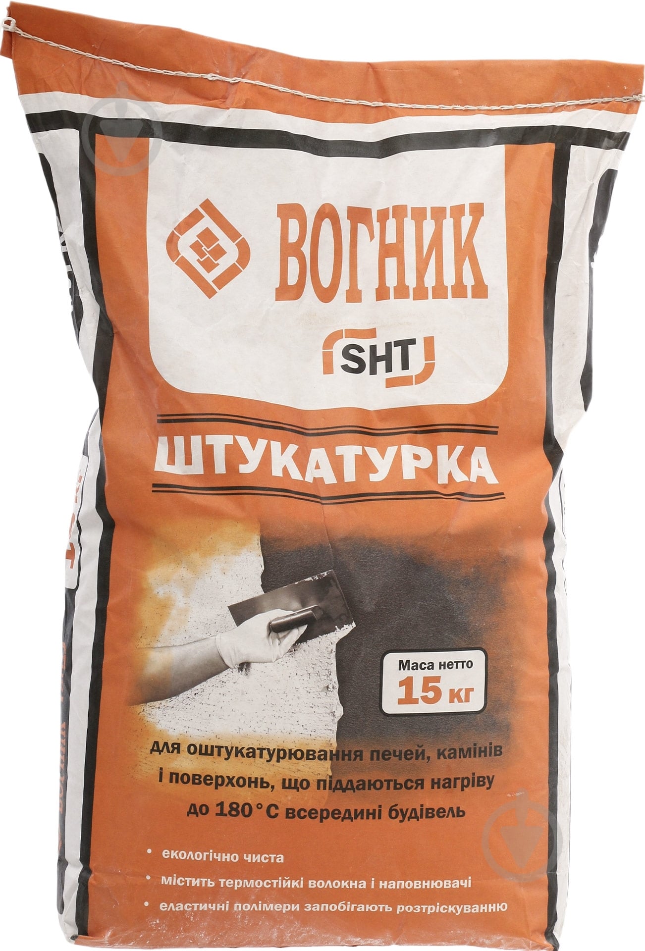 Суміш вогнетривка Вогник SHT штукатурна 15 кг - фото 1 Суміш вогнетривка Вогник SHT штукатурна 15 кг - фото 1