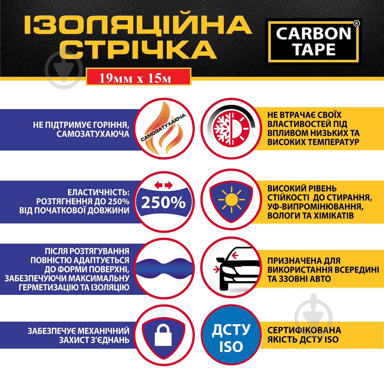 Лента изоляционная CARBON TAPE 19 мм 15 м синий - фото 5