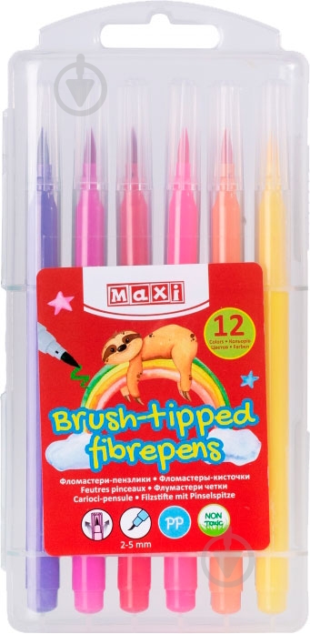 Набор фломастеров кисточки Maxi 12 цветов BRUSH TIPPED MX15233 Maxi - фото 1
