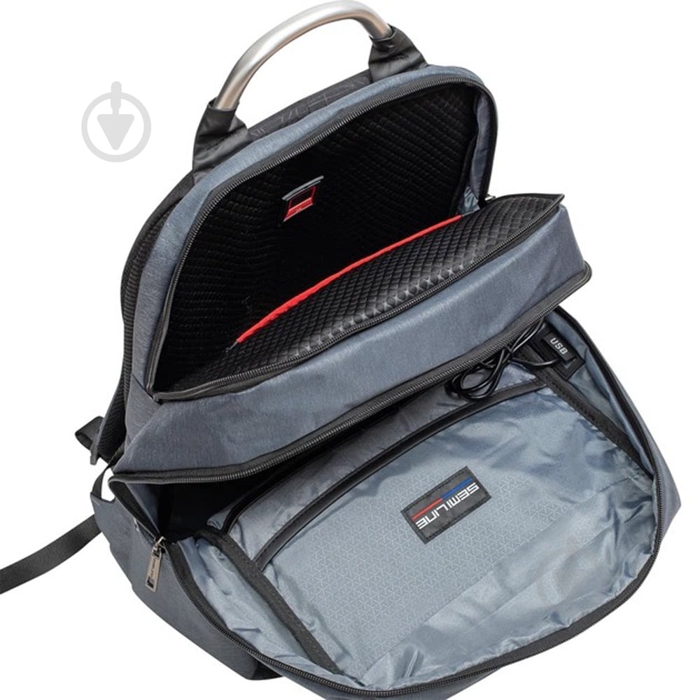 Рюкзак SEMI LINE USB 30 Grey (P8002) - фото 5