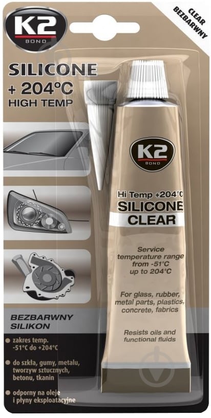 Герметик силиконовый K2 Silicone Clear прозрачный 85 г - фото 1