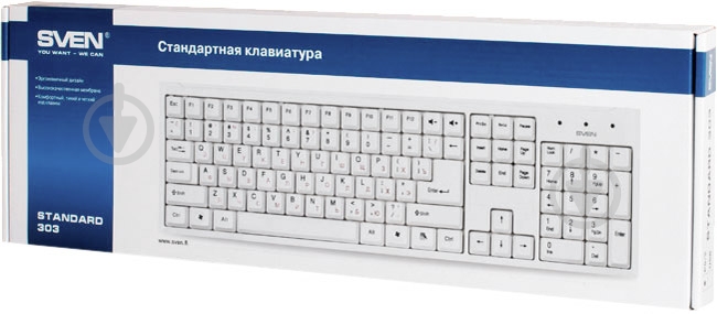 Клавиатура Sven Standard 303 (00600155) USB white - фото 3