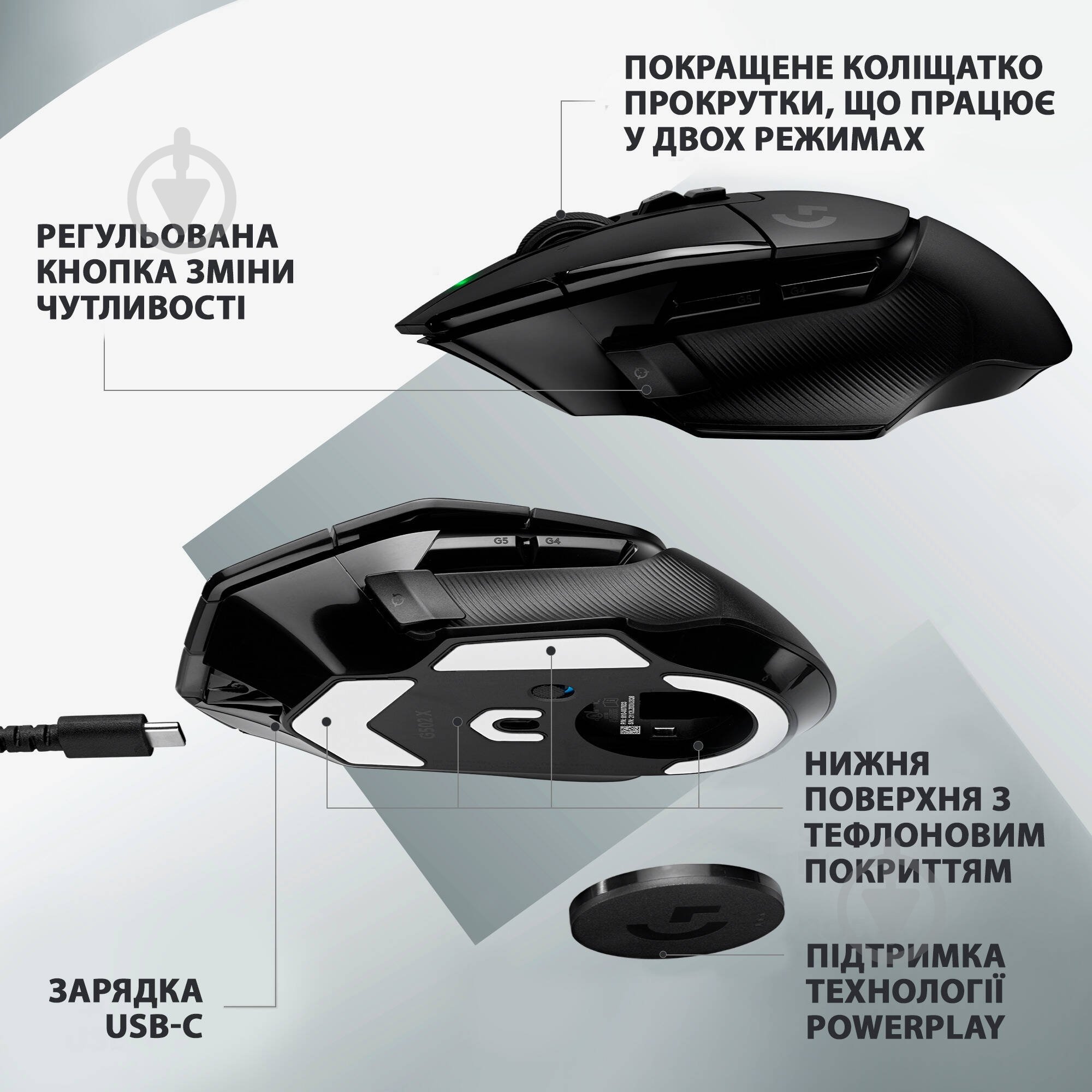 Мышка беспроводная Logitech G502 X Lightspeed black (910-006180) - фото 5