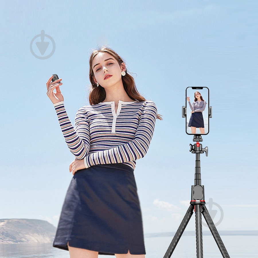 Трипод RTAKO C03 Octopus Extendable Tripod Selfie Stick with Detachable Phone Holder Black (6942063212416) - фото 5