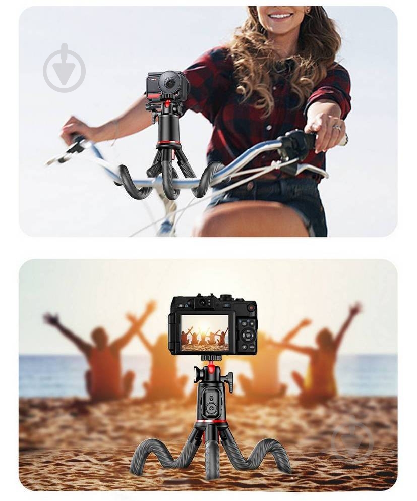 Трипод RTAKO C03 Octopus Extendable Tripod Selfie Stick with Detachable Phone Holder Black (6942063212416) - фото 4