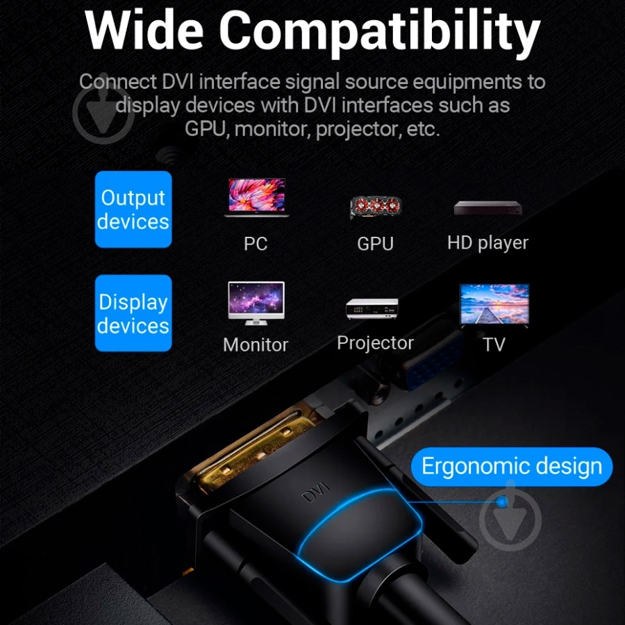 Кабель Vention 1,5 м черный (EAABG) - фото 9