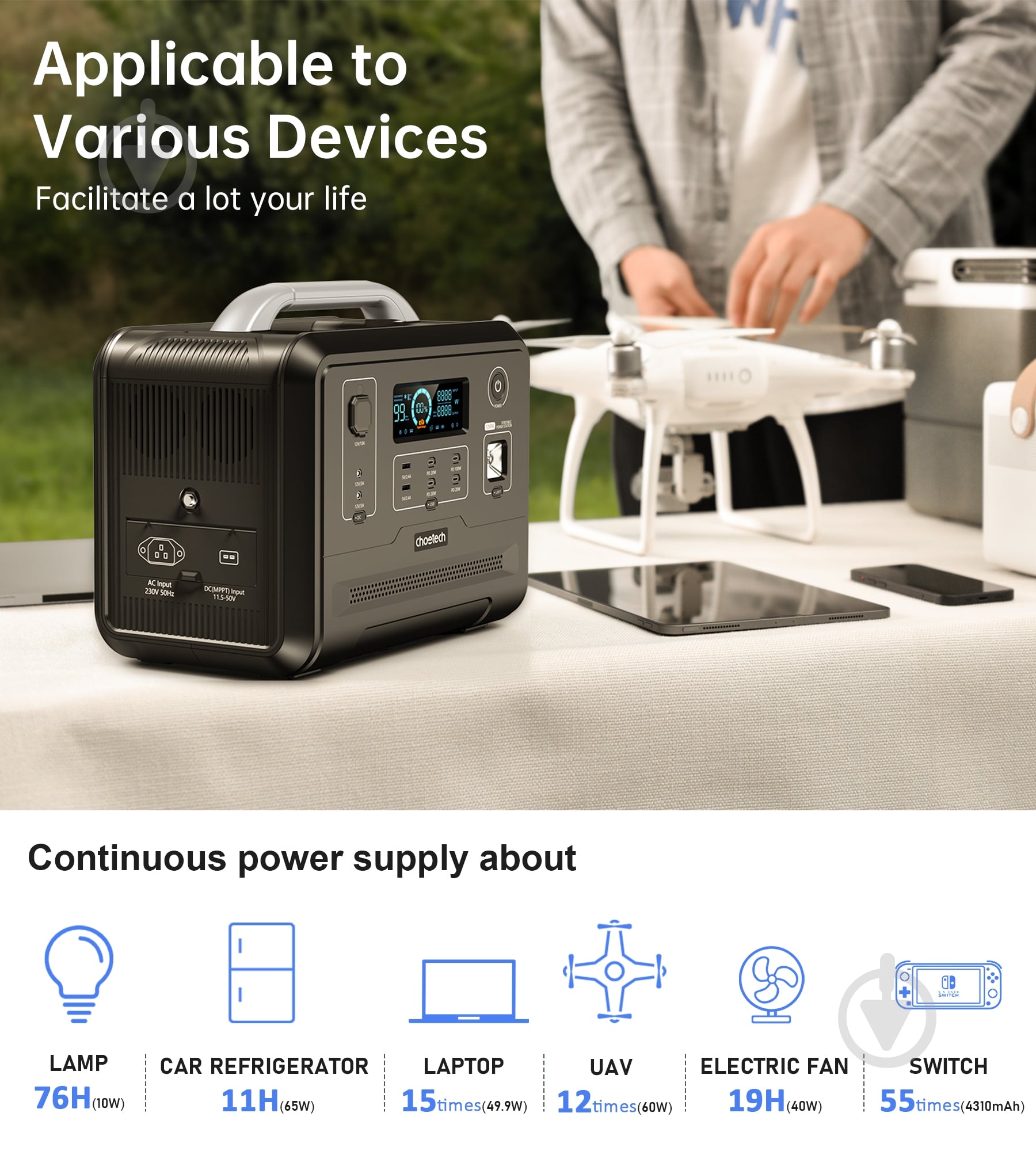 Зарядная станция Choetech BS005-EU-BK (960 Вт·год) - фото 11