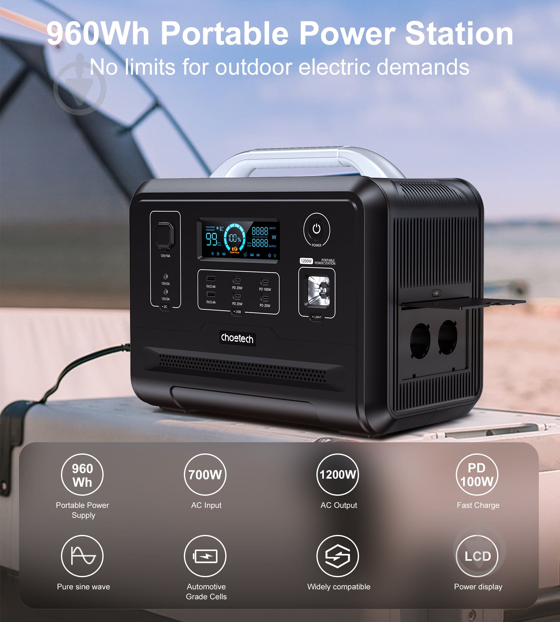 Зарядная станция Choetech BS005-EU-BK (960 Вт·год) - фото 9