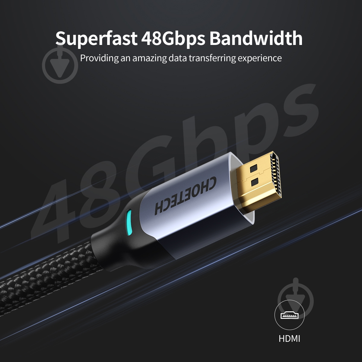 Кабель Choetech XHH01-BK, HDMI V.2.1, 8К 60 Гц 2 м black (XHH01-BK) - фото 4