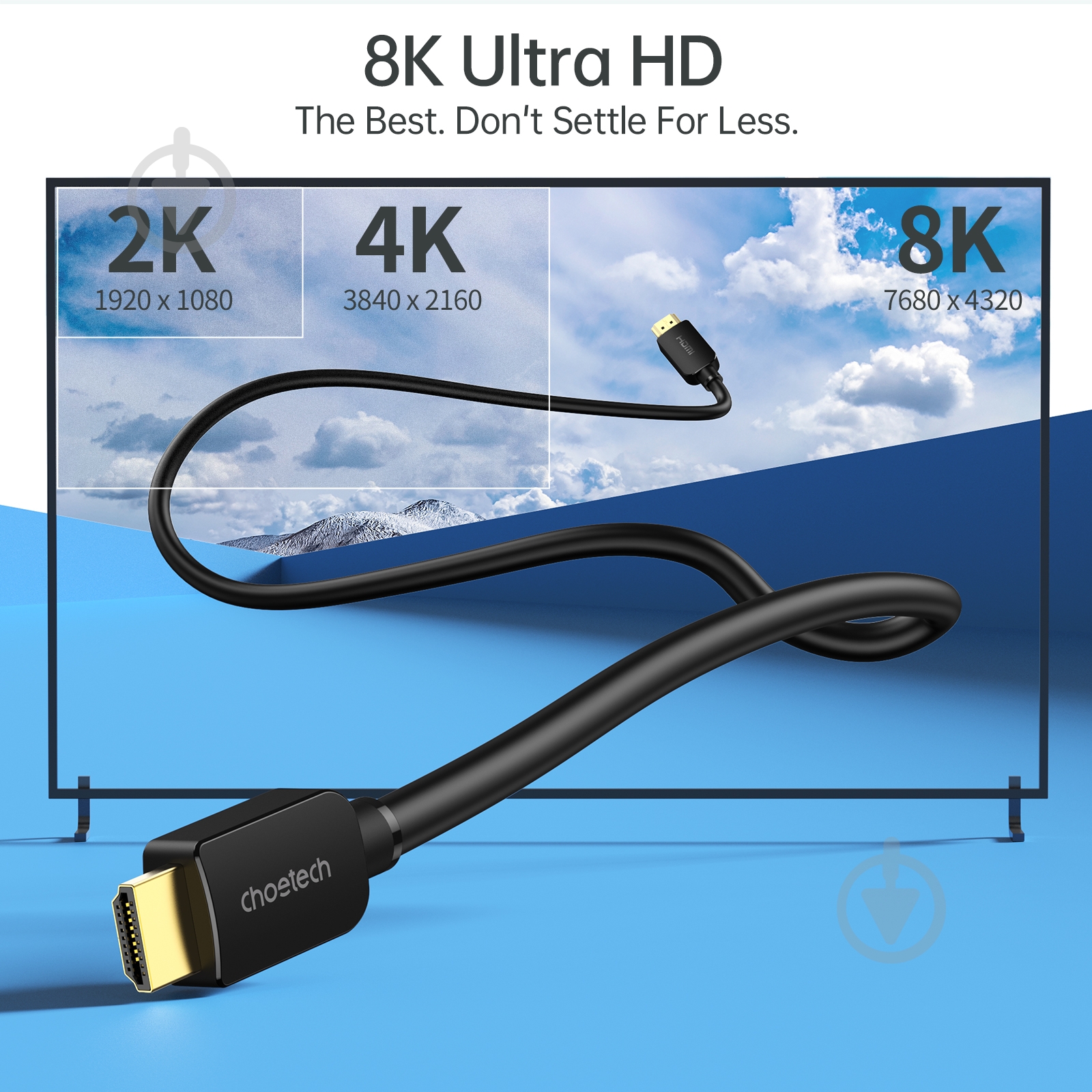 Кабель Choetech XHH-TP20, HDMI V.2.1, 8К 60 Гц 1,8 м (XHH-TP20) - фото 2