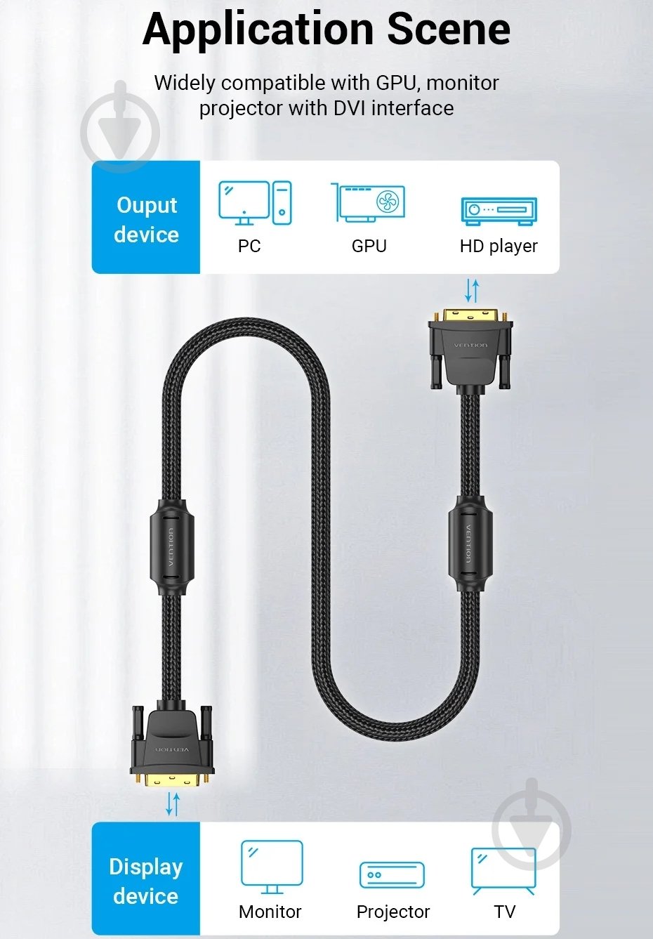 Кабель Vention 8 м чорний (EAEBK) - фото 8