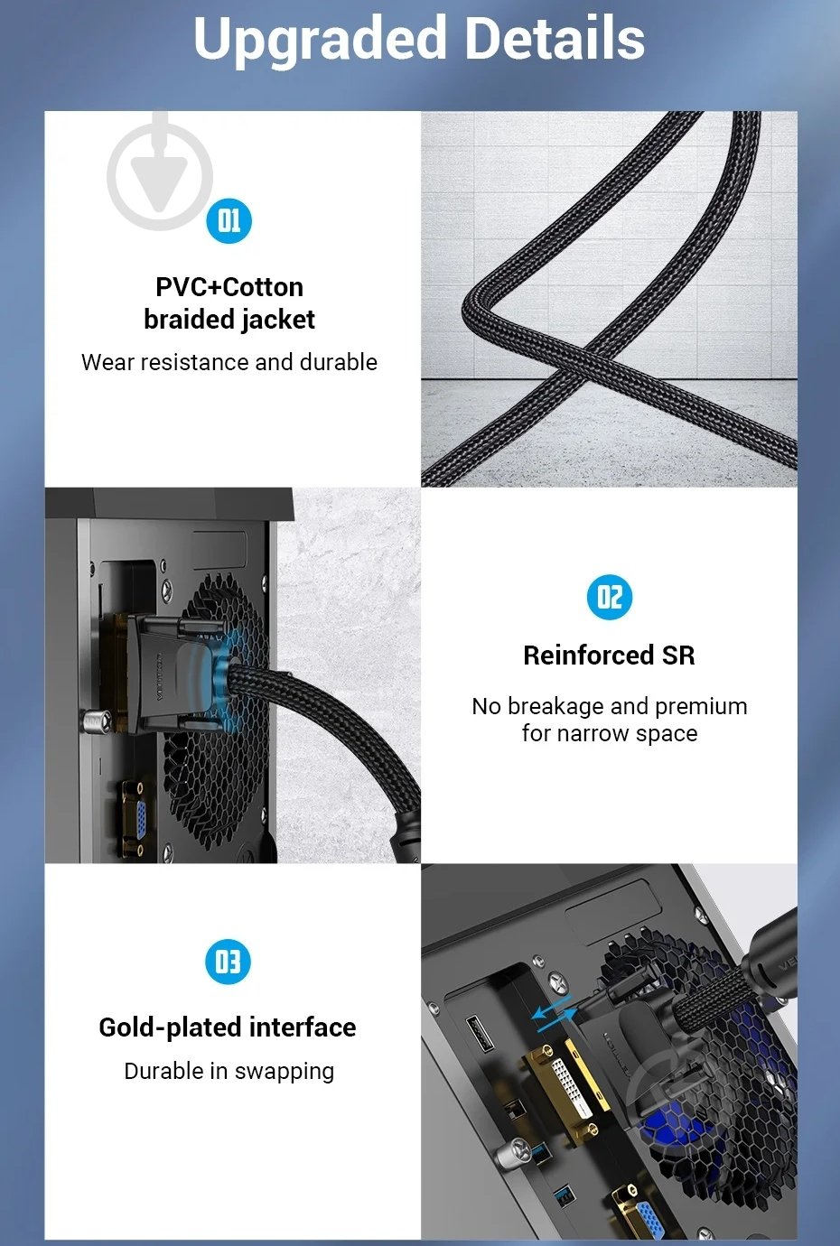 Кабель Vention 8 м чорний (EAEBK) - фото 9