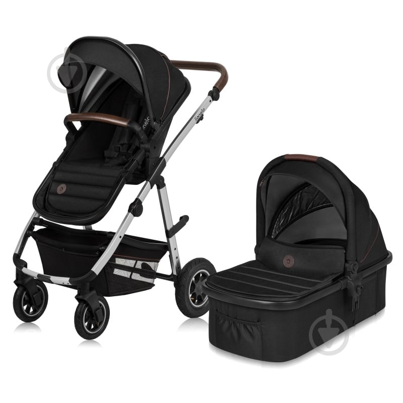 Коляска універсальна 2 в 1 Lionelo AMBER BLACK SILVER - фото 1