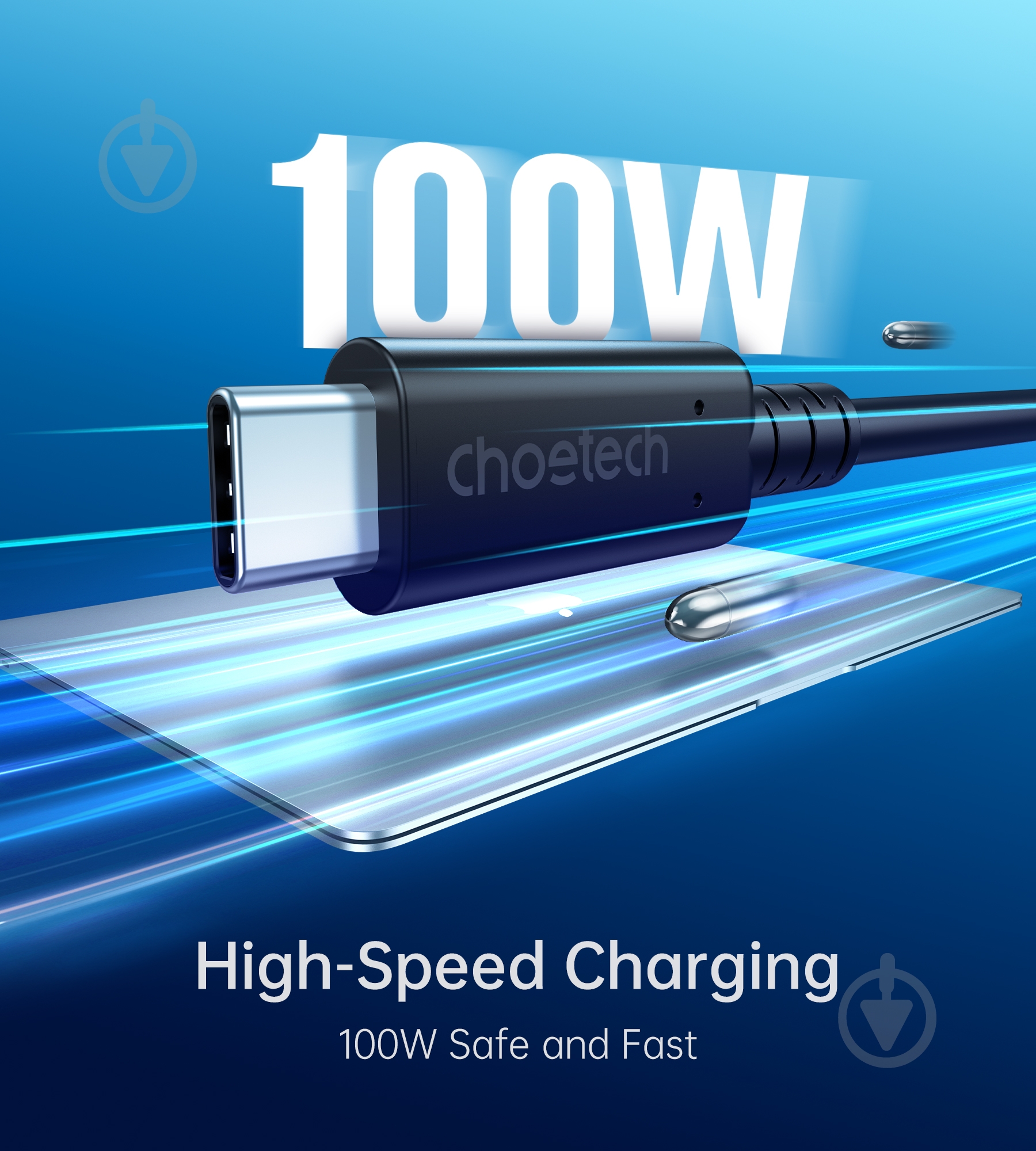 Кабель Choetech XCC-1028-BK, USB4 (40Gbps) Power Delivery 100 Вт, 8K@60Hz 0,8 м black (XCC-1028-BK) - фото 4